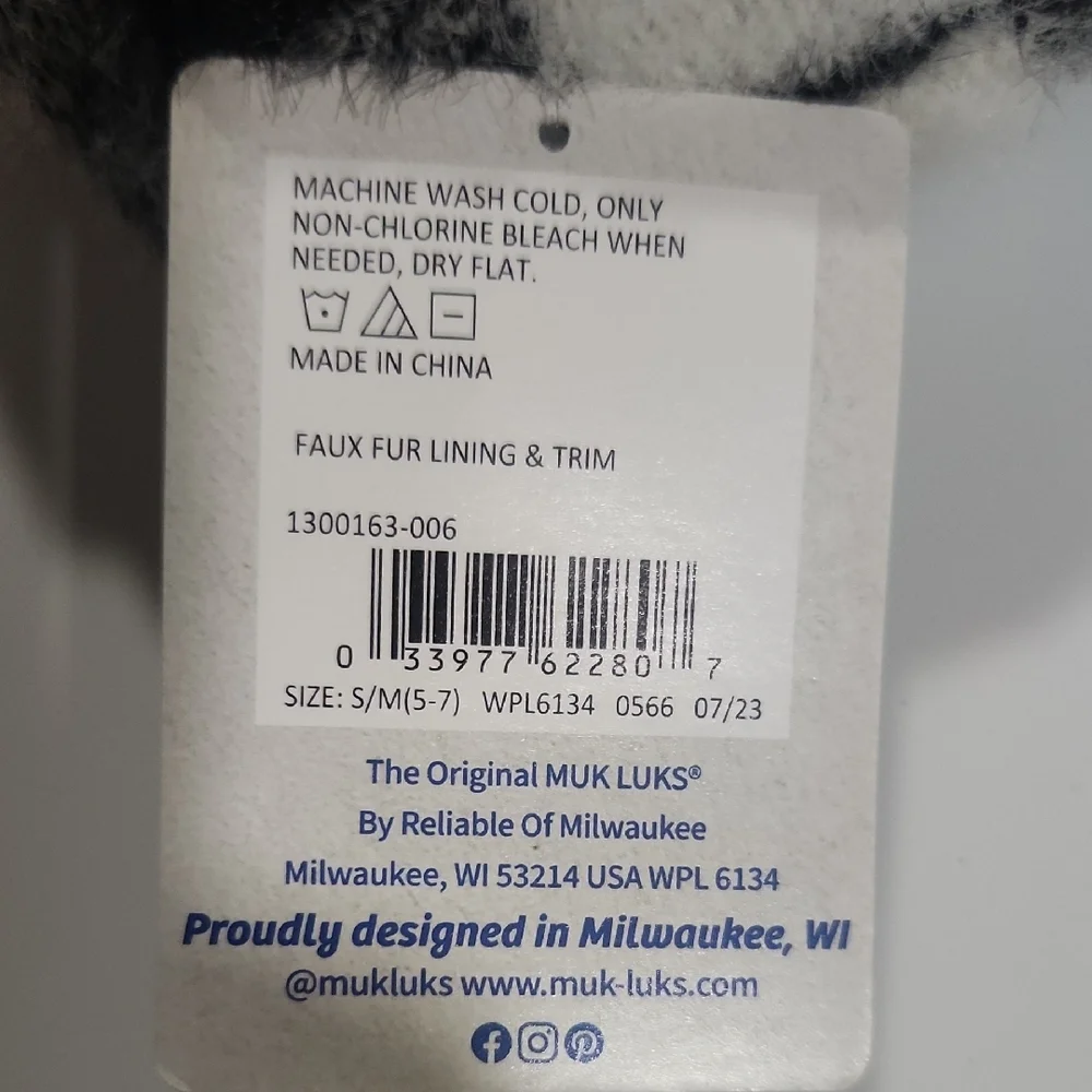 NWT Muk Luks Black and White Checkered Ballerina Slippers Multiple Sizes Listed